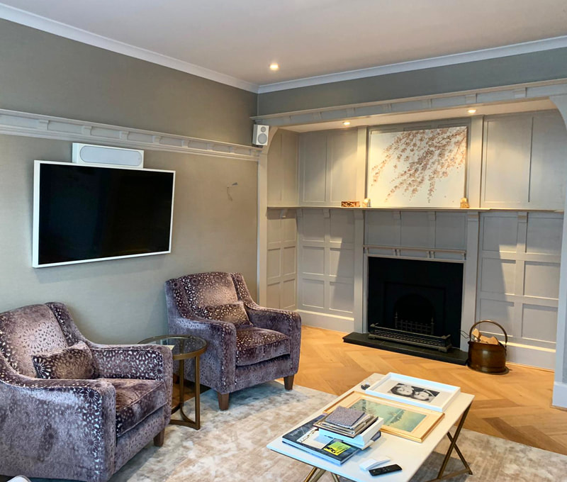 Fitted walnut media wall